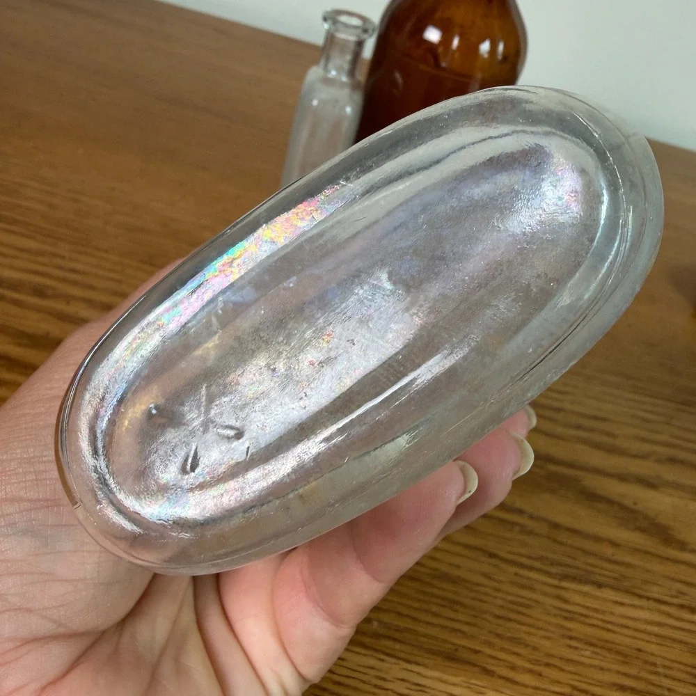 Vintage Glass Bottle Trio Amber and Clear Apothecary Medicine Bottles Set of 3
